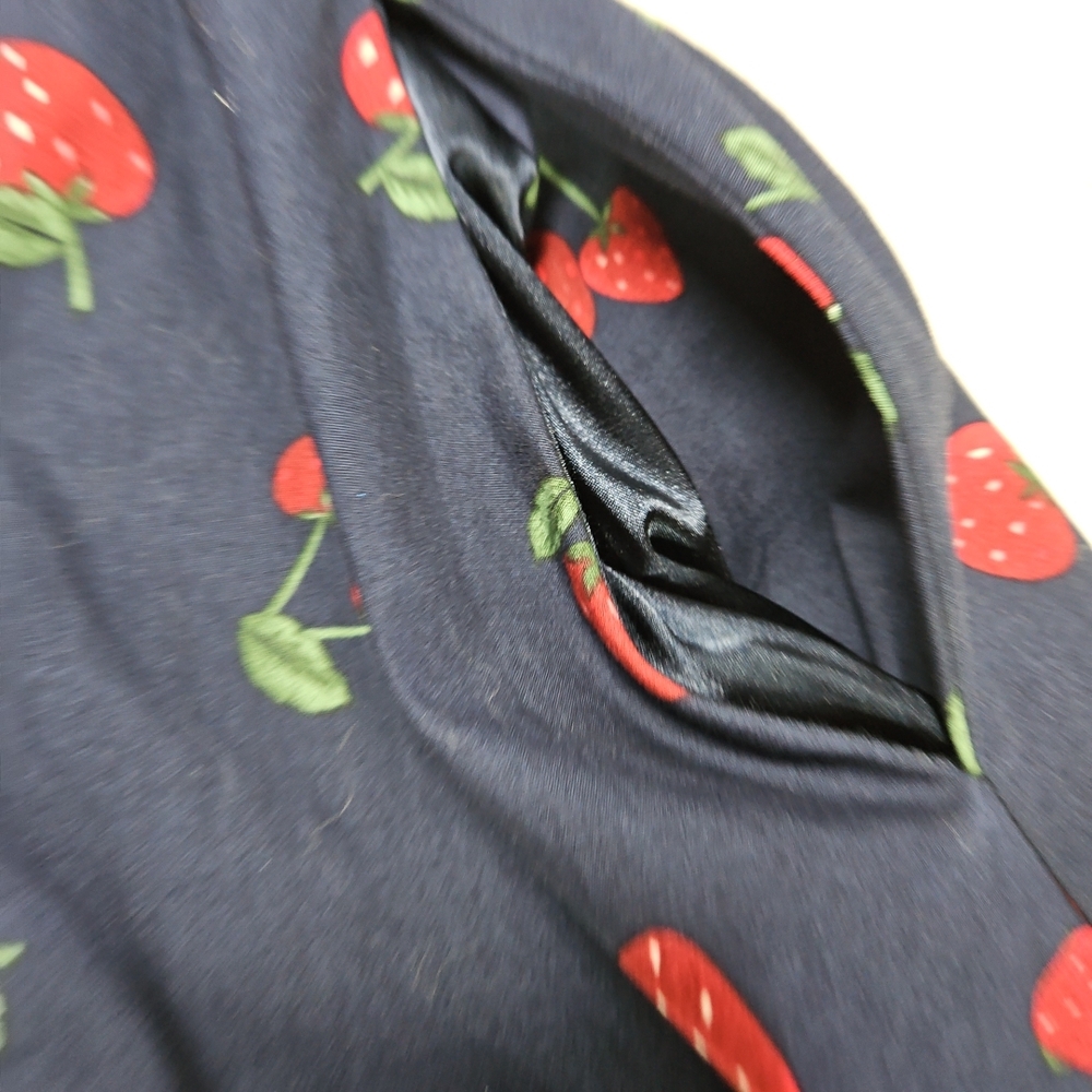 City Chic Navy Strawberry A-Line Skirt Belted Pockets - Picture 4 of 9